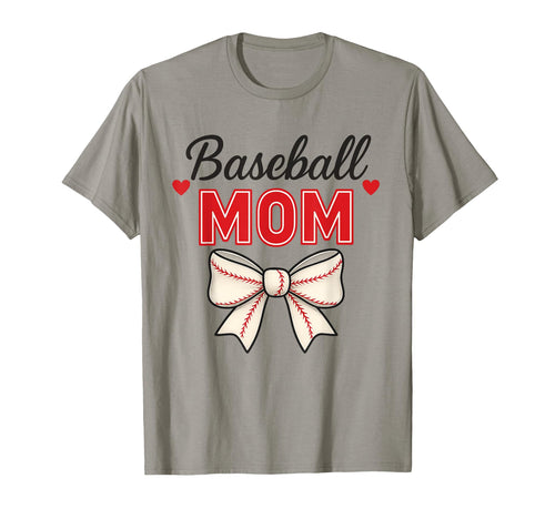Baseball Mom Red Stitch Coquette Bow T-Shirt - Fun Novelty Design Unisex - T-Shirt, Sweatshirt, Hoodie