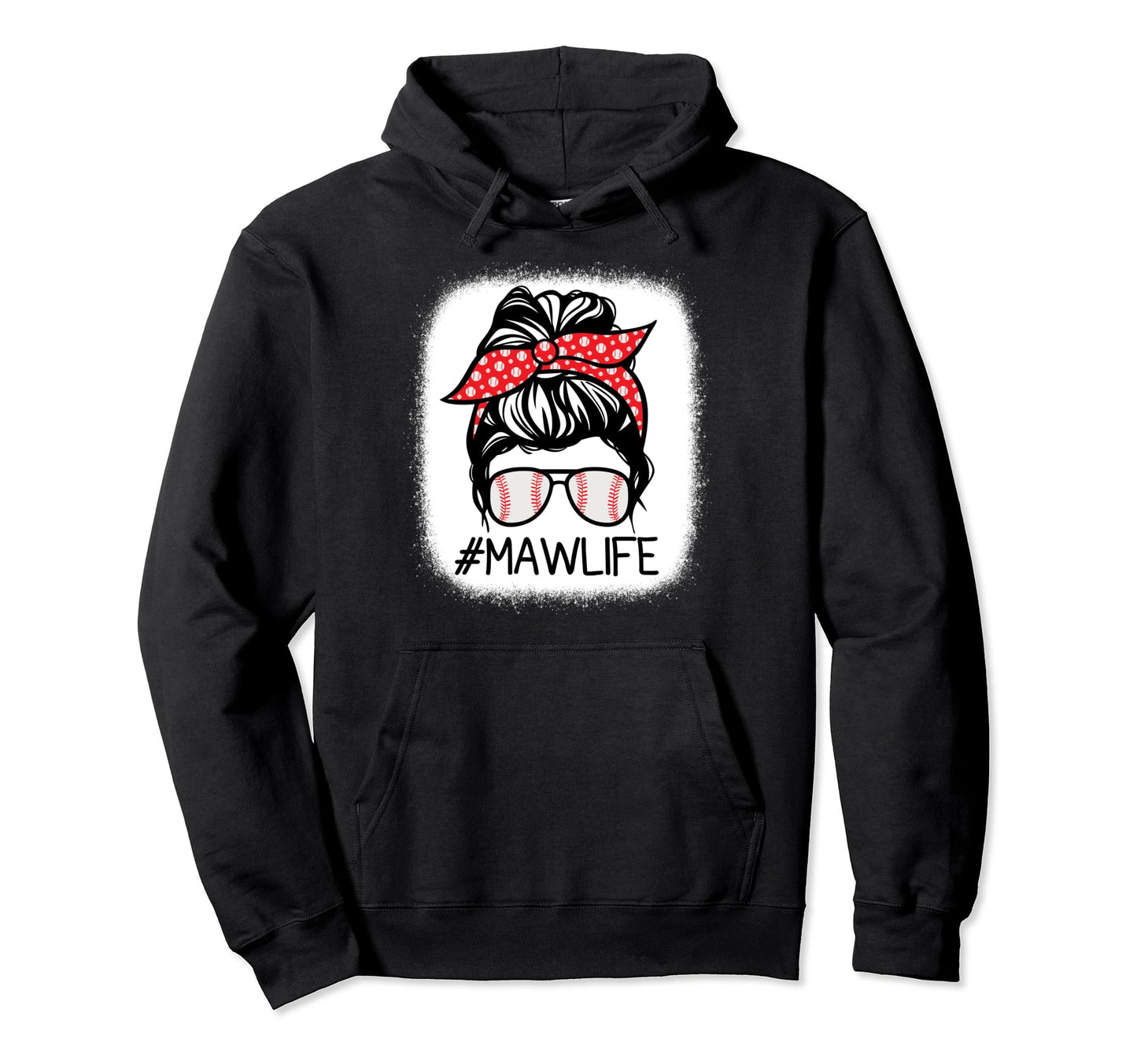 Maw Bleached Messy Bun Baseball Hoodie - Casual Everyday Wear Unisex - T-Shirt, Sweatshirt, Hoodie
