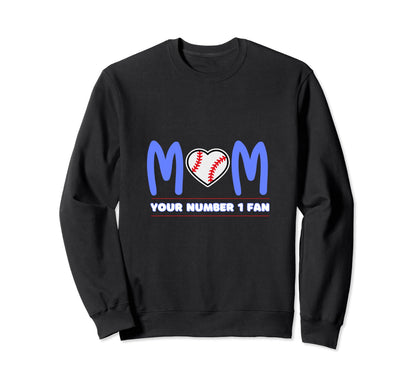 Baseball Mom Game Day Baseball Heart Sweatshirt - Graphic Print Unisex - T-Shirt, Sweatshirt, Hoodie