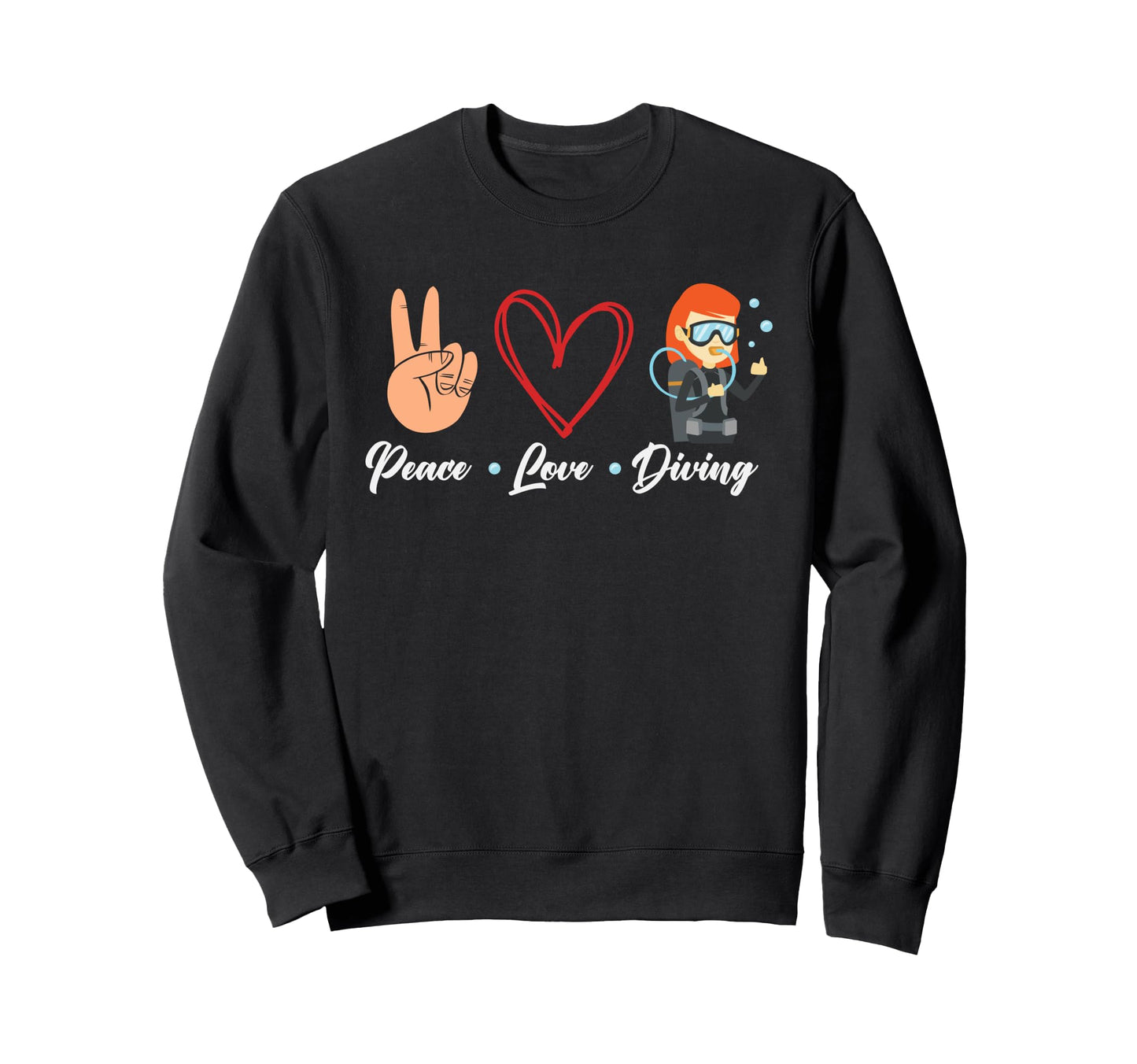 Scuba Diver Down Heart Peace Love Sweatshirt - Novelty Apparel Men Women - T-Shirt, Sweatshirt, Hoodie