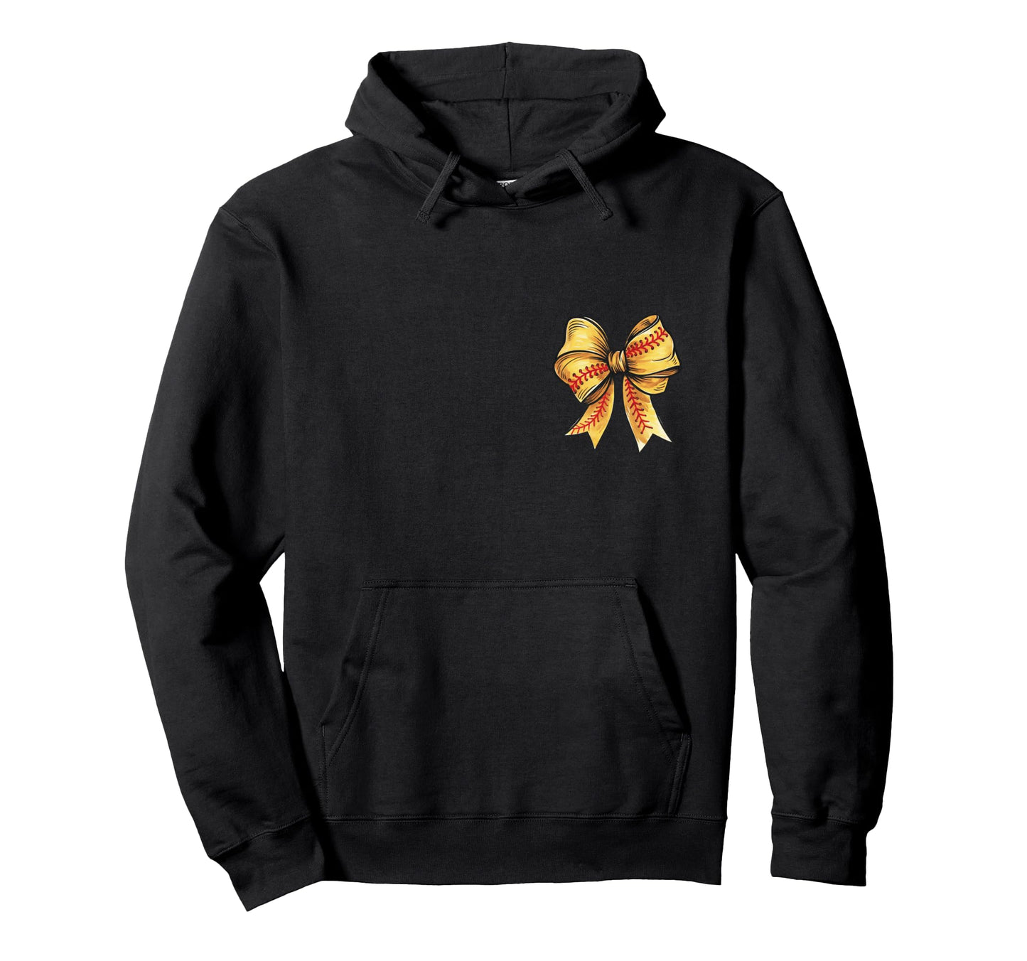 Softball Bonus Mom Coquette Bow Front Hoodie - Minimalist Print Unisex - T-Shirt, Sweatshirt, Hoodie