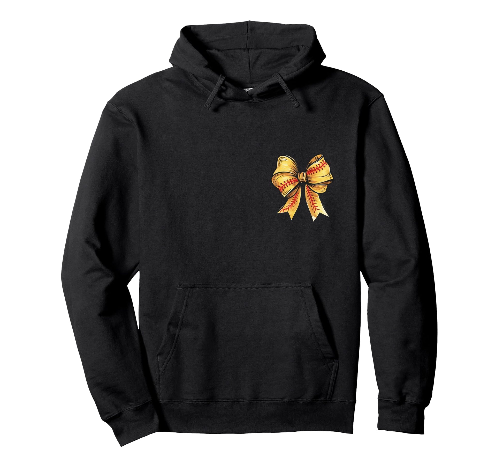 Softball Bonus Mom Coquette Bow Front Hoodie - Minimalist Print Unisex - T-Shirt, Sweatshirt, Hoodie