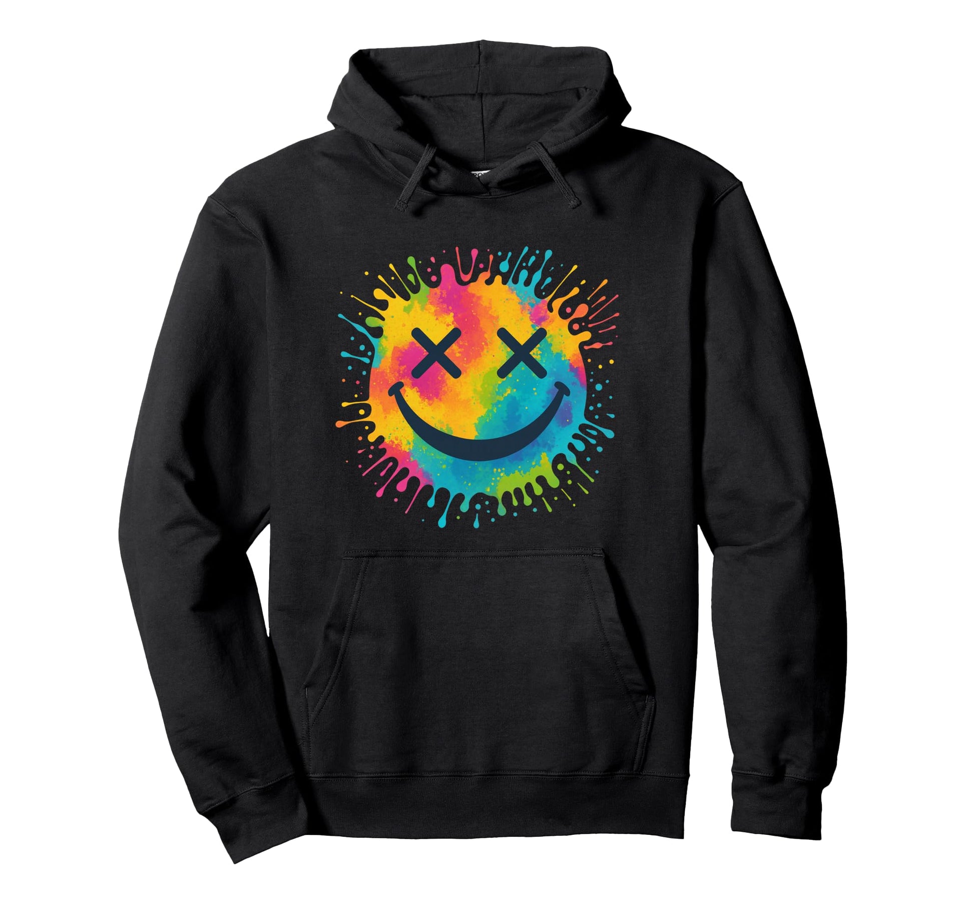 Happy Face Rainbow 60S 70S Peace Smile Hoodie - Unique Graphic Men Women - T-Shirt, Sweatshirt, Hoodie