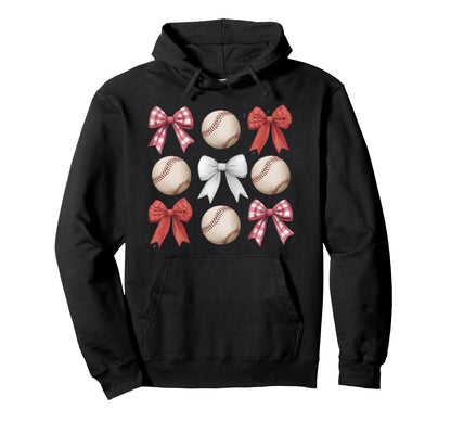 Baseball Coquette Bow Mom Sister Hoodie - Custom Art Print for Adults - T-Shirt, Sweatshirt, Hoodie