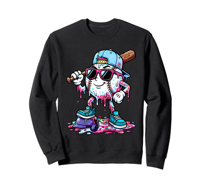 Baseball Drip Ice Cream Drip Sweatshirt - Casual Everyday Wear for Adults - T-Shirt, Sweatshirt, Hoodie