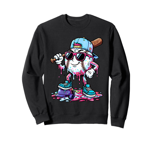 Baseball Drip Ice Cream Drip Sweatshirt - Casual Everyday Wear for Adults - T-Shirt, Sweatshirt, Hoodie