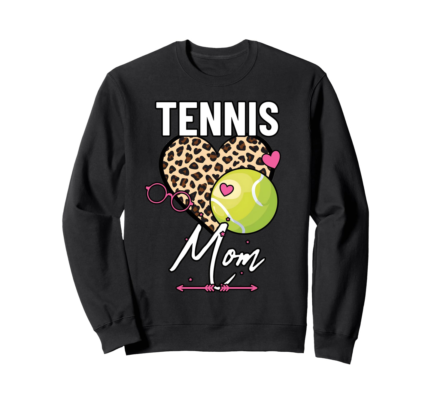 Tennis Mom Leopard Heart Game Day Lover Sweatshirt - Graphic Print Unisex - T-Shirt, Sweatshirt, Hoodie