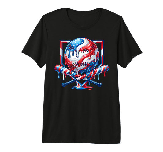 Drip Baseball Funny 4Th July T-Shirt - Minimalist Print Men Women - T-Shirt, Sweatshirt, Hoodie