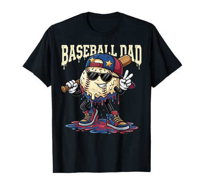 Baseball Dad Ice Cream Drip Fathers T-Shirt - Casual Everyday Wear Unisex - T-Shirt, Sweatshirt, Hoodie