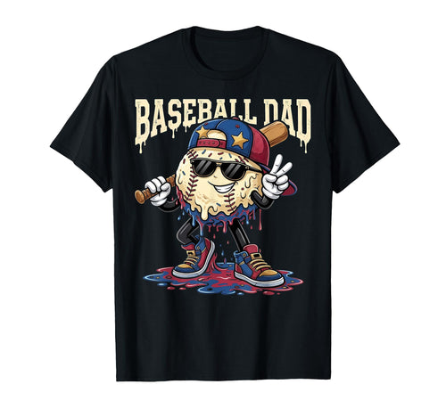 Baseball Dad Ice Cream Drip Fathers T-Shirt - Casual Everyday Wear Unisex - T-Shirt, Sweatshirt, Hoodie