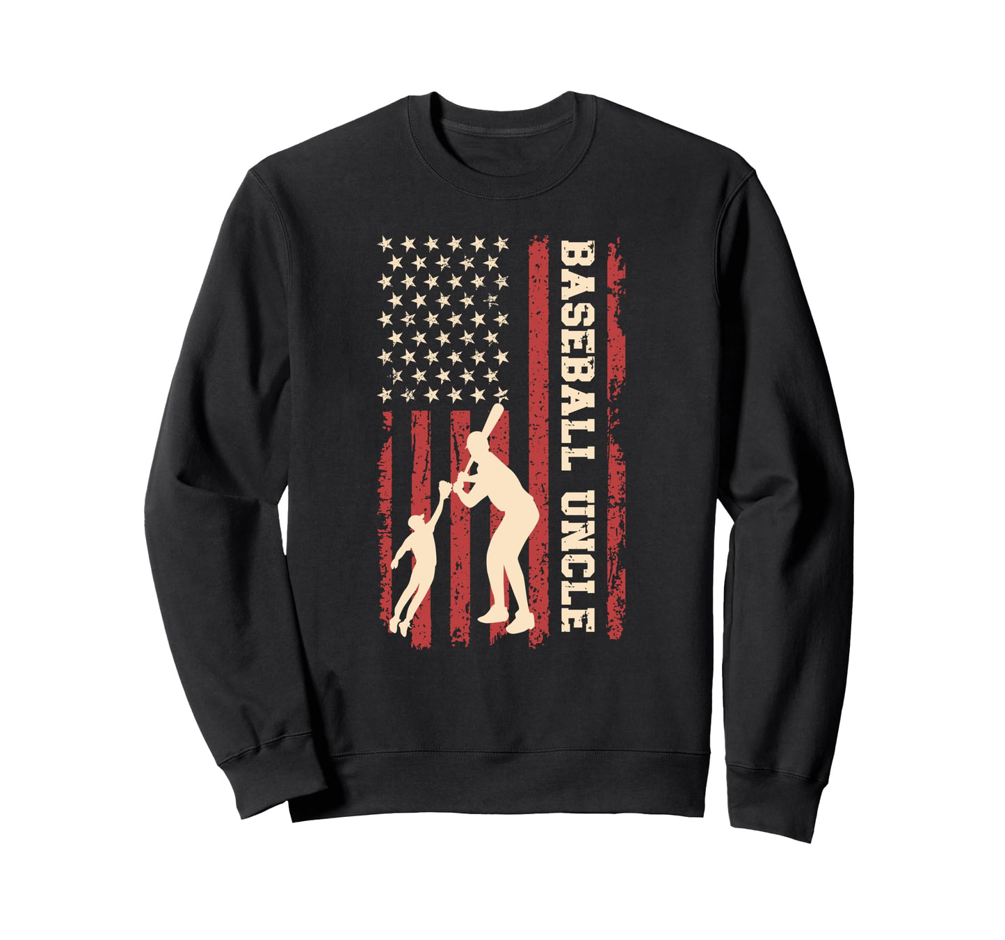 Proud Baseball Uncle Us Flag Sweatshirt - Minimalist Print for Adults - T-Shirt, Sweatshirt, Hoodie
