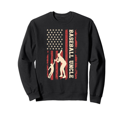 Proud Baseball Uncle Us Flag Sweatshirt - Minimalist Print for Adults - T-Shirt, Sweatshirt, Hoodie