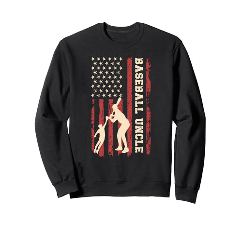 Proud Baseball Uncle Us Flag Sweatshirt - Minimalist Print for Adults - T-Shirt, Sweatshirt, Hoodie