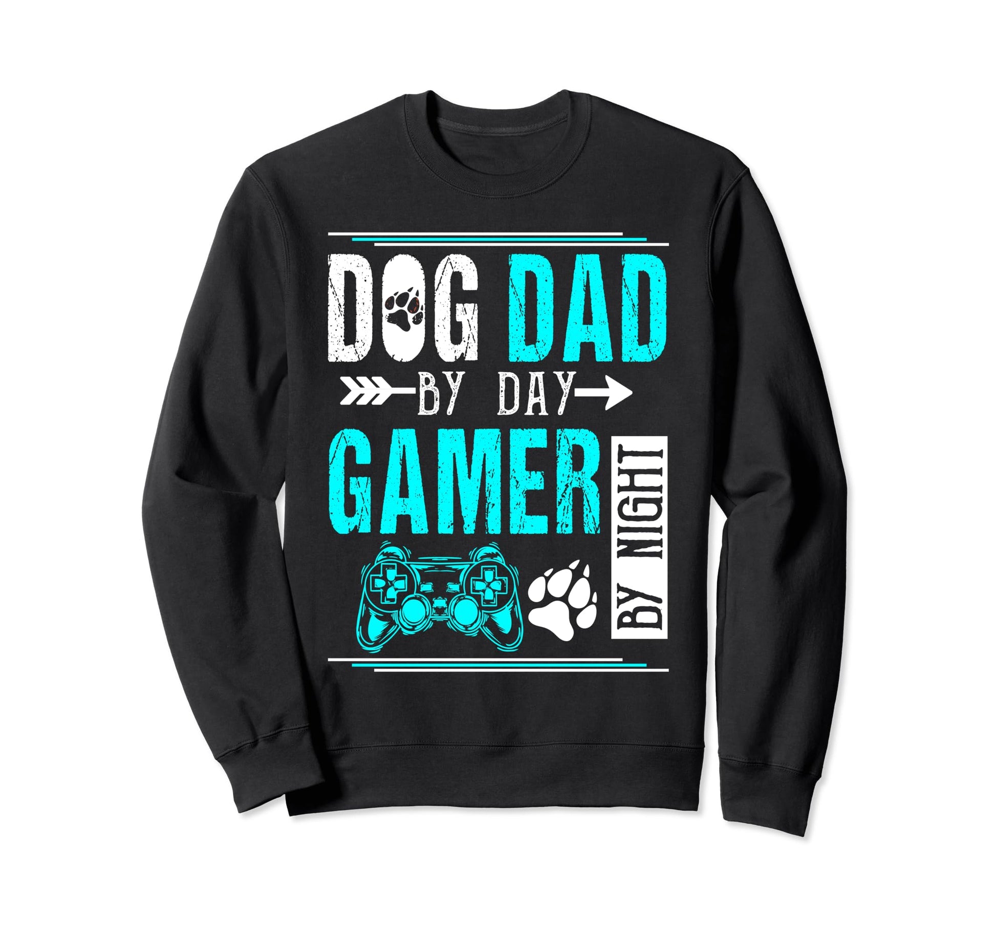 Mens Dog Dad Day Gamer Night Fathers Day Sweatshirt - Graphic Print Unisex - T-Shirt, Sweatshirt, Hoodie