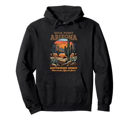 Rock Point Arizona Desert Sunset Cactus Hoodie - Trendy Graphic for Adults - T-Shirt, Sweatshirt, Hoodie
