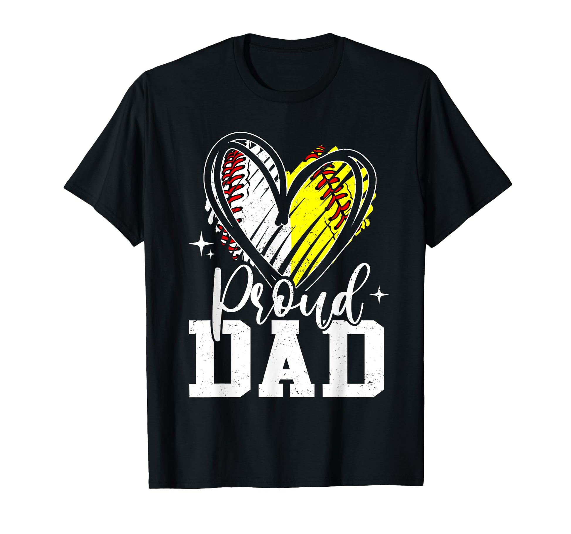 Proud Dad Baseball Softball Heart T-Shirt - Custom Art Print for Adults - T-Shirt, Sweatshirt, Hoodie