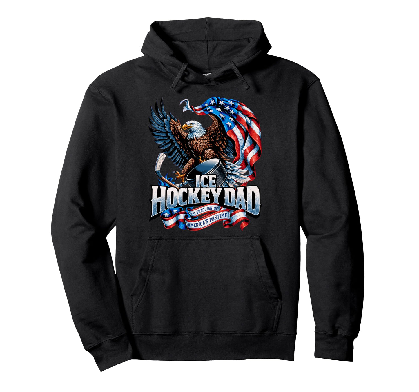 American Flag Patriotic Usa Ice Hockey Dad Hoodie - Trendy Graphic Unisex - T-Shirt, Sweatshirt, Hoodie