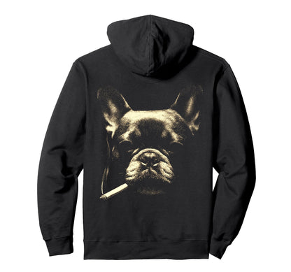 French Bulldog Smoking Cigarette Grunge Hoodie - Unique Graphic for Adults - T-Shirt, Sweatshirt, Hoodie