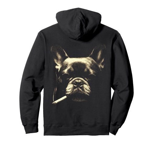 French Bulldog Smoking Cigarette Grunge Hoodie - Unique Graphic for Adults - T-Shirt, Sweatshirt, Hoodie