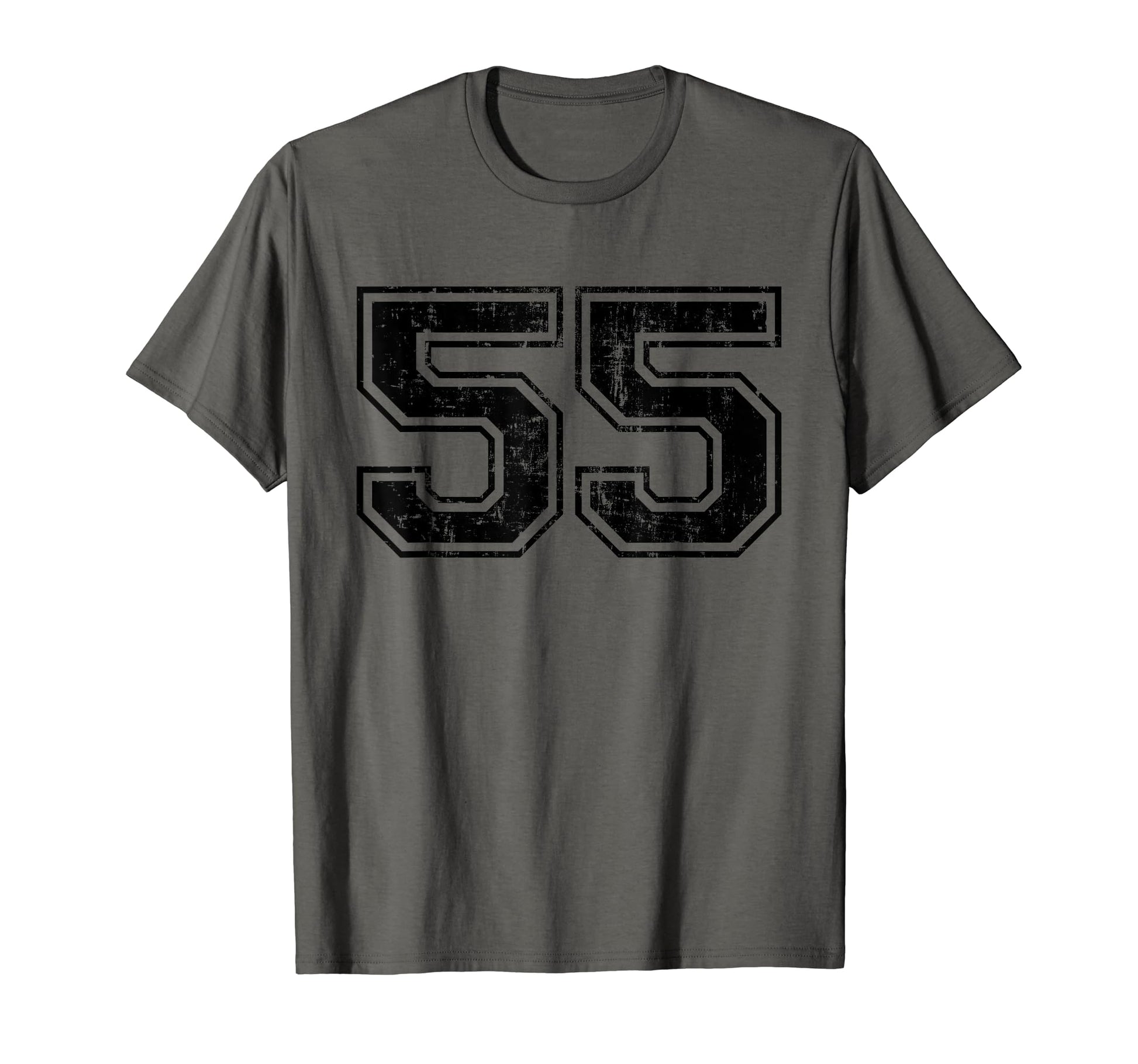 Number 55 Varsity Distressed Sport Team T-Shirt - Custom Art Print Unisex - T-Shirt, Sweatshirt, Hoodie