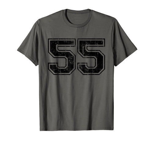 Number 55 Varsity Distressed Sport Team T-Shirt - Custom Art Print Unisex - T-Shirt, Sweatshirt, Hoodie