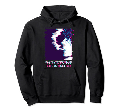 Life Is Glitch Lofi Vaporwave Hoodie - Aesthetic Graphic Men Women - T-Shirt, Sweatshirt, Hoodie