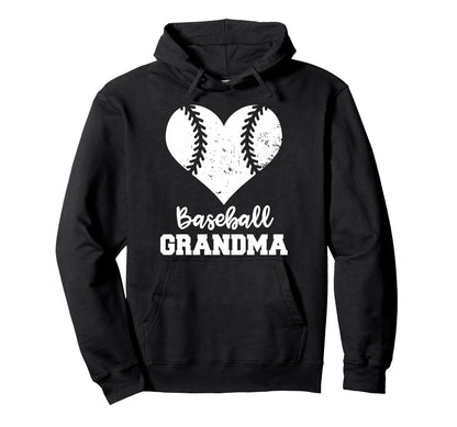 Baseball Grandma Heart Funny Baseball Hoodie - Trendy Graphic for Adults - T-Shirt, Sweatshirt, Hoodie