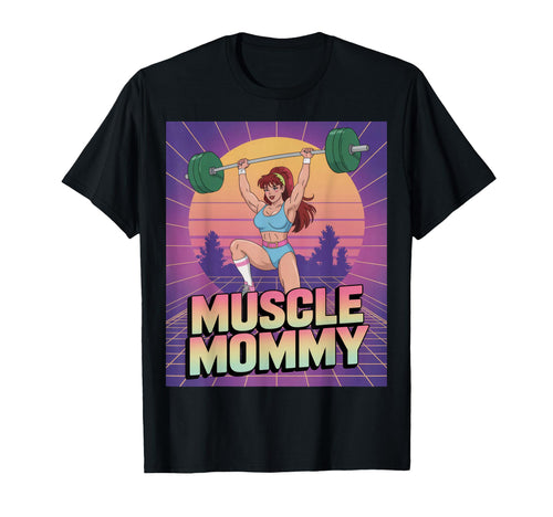 Anime Muscle Mommy Weightlifting T-Shirt - Aesthetic Graphic for Adults - T-Shirt, Sweatshirt, Hoodie
