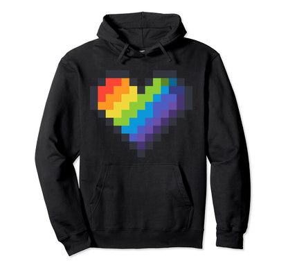 Gaymer Lgbt Pride Gay Gamer Rainbow Pixel Hoodie - Trendy Graphic Unisex - T-Shirt, Sweatshirt, Hoodie