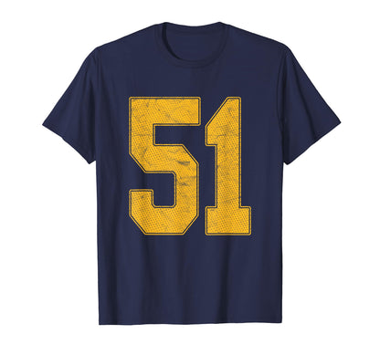 Number 51 Numbered Uniform Sports Team T-Shirt - Fun Novelty Design Unisex - T-Shirt, Sweatshirt, Hoodie