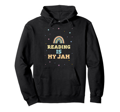 Reading Is My Jam Read Teacher Rainbow Hoodie - Minimalist Print Men Women - T-Shirt, Sweatshirt, Hoodie