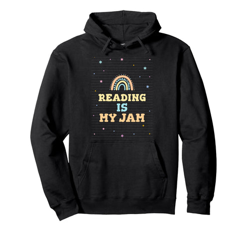Reading Is My Jam Read Teacher Rainbow Hoodie - Minimalist Print Men Women - T-Shirt, Sweatshirt, Hoodie