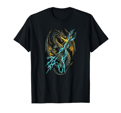 Dragon Playing Electric Guitar Rock T-Shirt - Custom Art Print for Adults - T-Shirt, Sweatshirt, Hoodie
