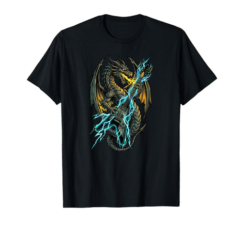 Dragon Playing Electric Guitar Rock T-Shirt - Custom Art Print for Adults - T-Shirt, Sweatshirt, Hoodie