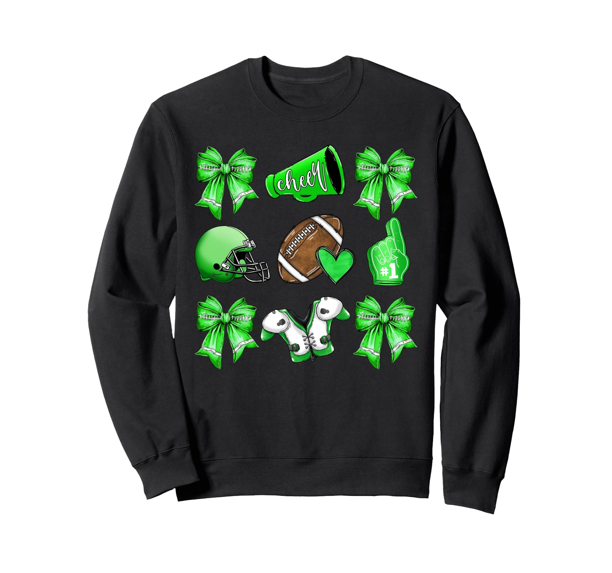 Green Football Mom Coquette Bows Sweatshirt - Unique Graphic for Adults - T-Shirt, Sweatshirt, Hoodie