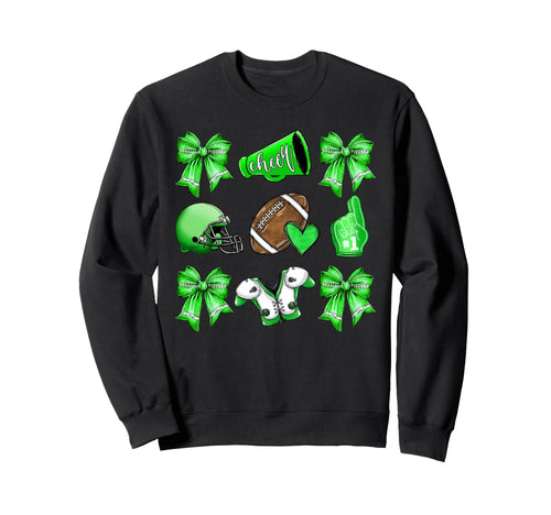 Green Football Mom Coquette Bows Sweatshirt - Unique Graphic for Adults - T-Shirt, Sweatshirt, Hoodie