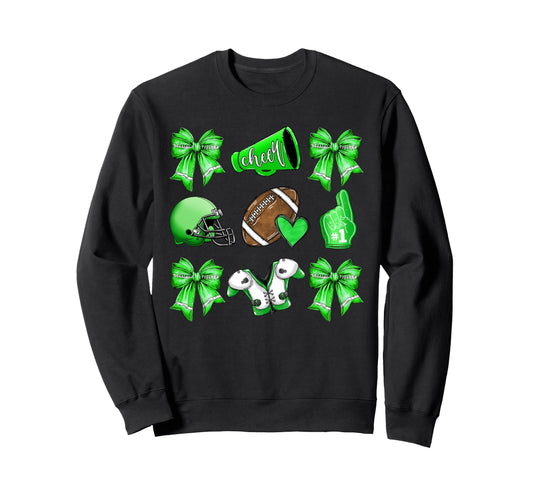 Green Football Mom Coquette Bows Sweatshirt - Unique Graphic for Adults - T-Shirt, Sweatshirt, Hoodie