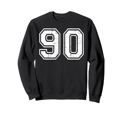 90 Number Ninety Team Sports Grunge Sweatshirt - Trendy Graphic for Adults - T-Shirt, Sweatshirt, Hoodie