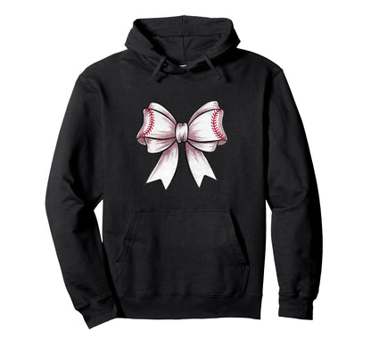 Coquette Baseball Bow Mom Sister Grandma Hoodie - Minimalist Print Unisex - T-Shirt, Sweatshirt, Hoodie