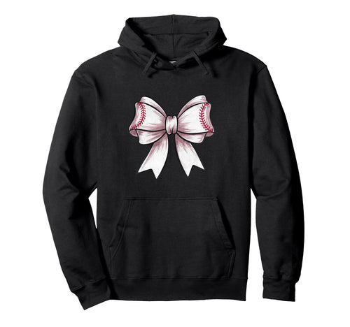 Coquette Baseball Bow Mom Sister Grandma Hoodie - Minimalist Print Unisex - T-Shirt, Sweatshirt, Hoodie