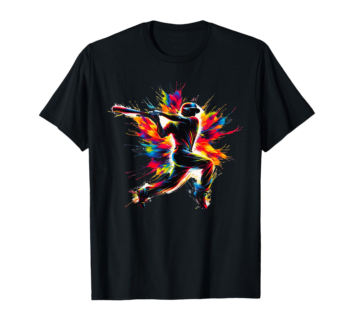 Baseball Player Batter Colorful Paint T-Shirt - Unique Graphic Unisex - T-Shirt, Sweatshirt, Hoodie
