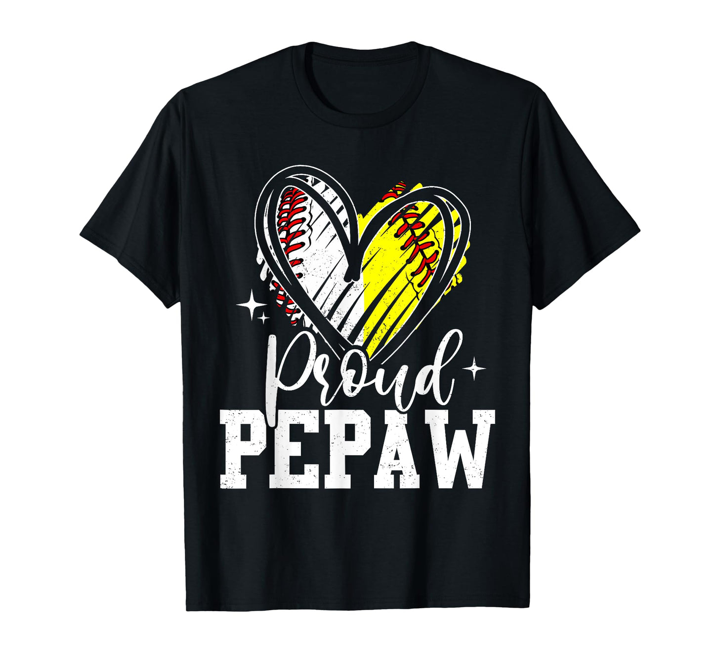 Proud Pepaw Baseball Softball Heart T-Shirt - Aesthetic Graphic for Adults - T-Shirt, Sweatshirt, Hoodie