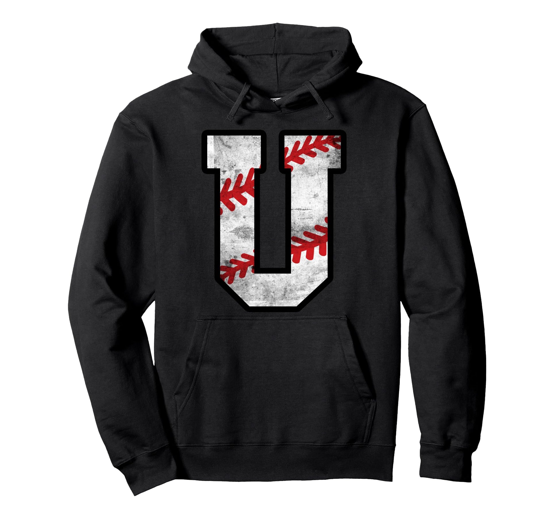 Distressed Baseball Letter U Hoodie - Unique Graphic for Adults - T-Shirt, Sweatshirt, Hoodie