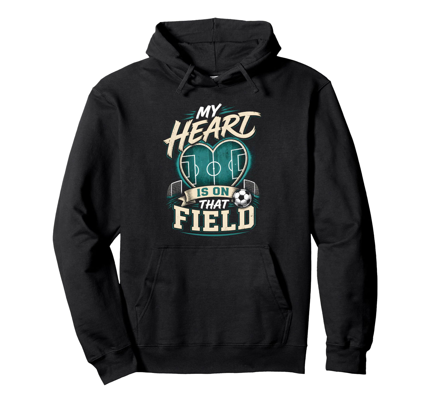 My Heart Is That Field Soccer Mom Hoodie - Minimalist Print for Adults - T-Shirt, Sweatshirt, Hoodie