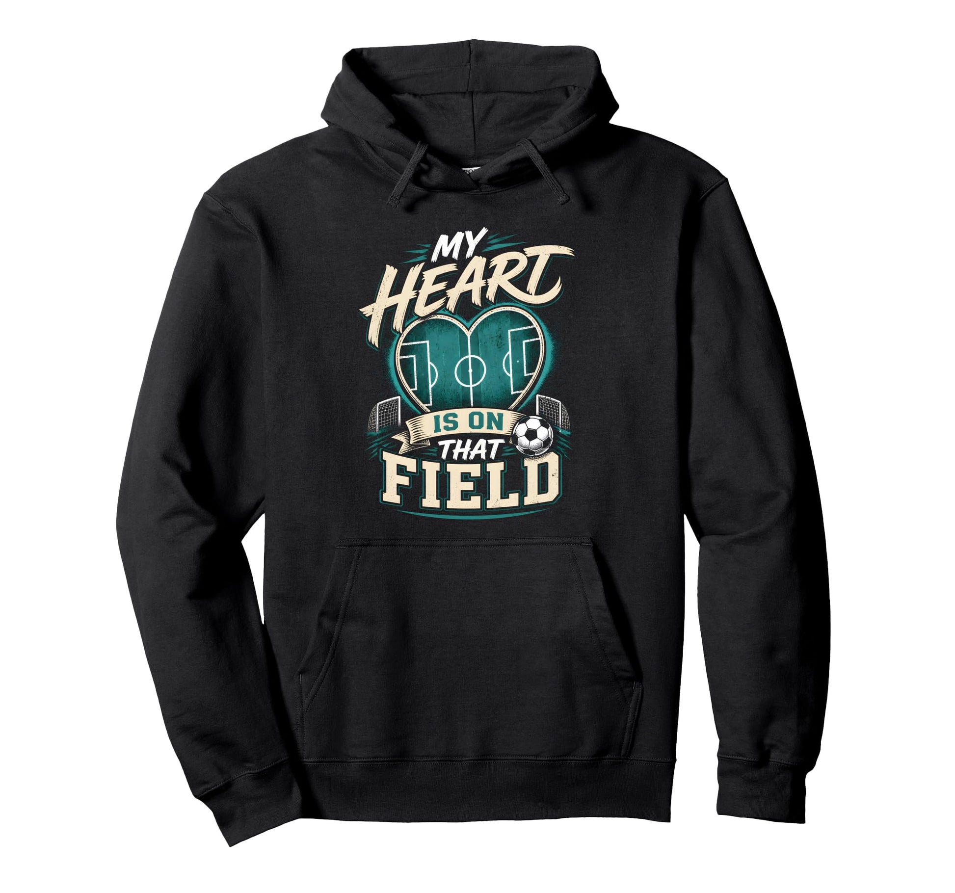 My Heart Is That Field Soccer Mom Hoodie - Minimalist Print for Adults - T-Shirt, Sweatshirt, Hoodie