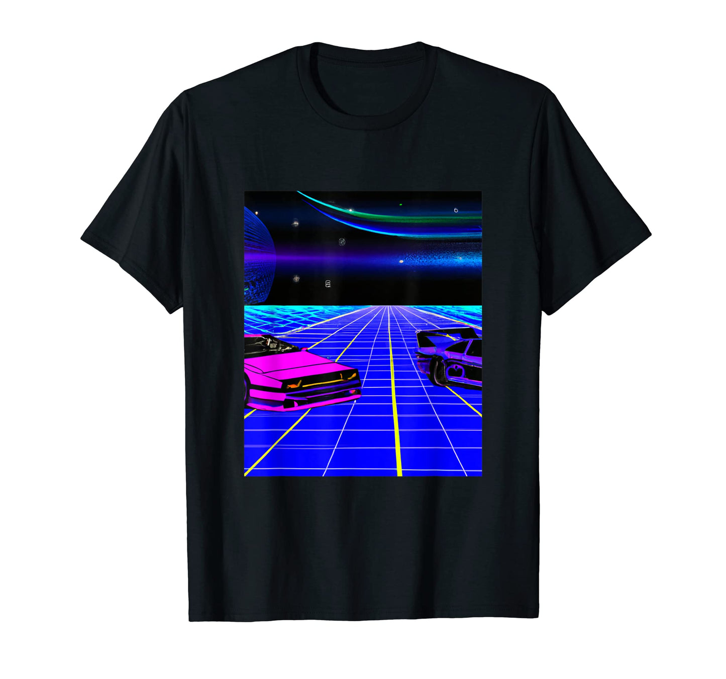 Vaporwave Car Synthwave City T-Shirt - Fun Novelty Design Men Women - T-Shirt, Sweatshirt, Hoodie