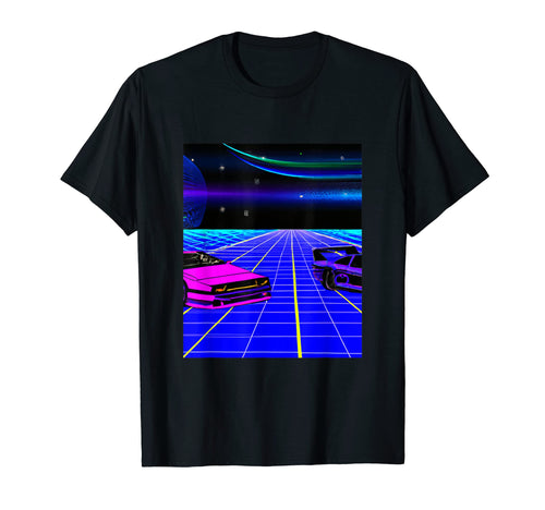 Vaporwave Car Synthwave City T-Shirt - Fun Novelty Design Men Women - T-Shirt, Sweatshirt, Hoodie