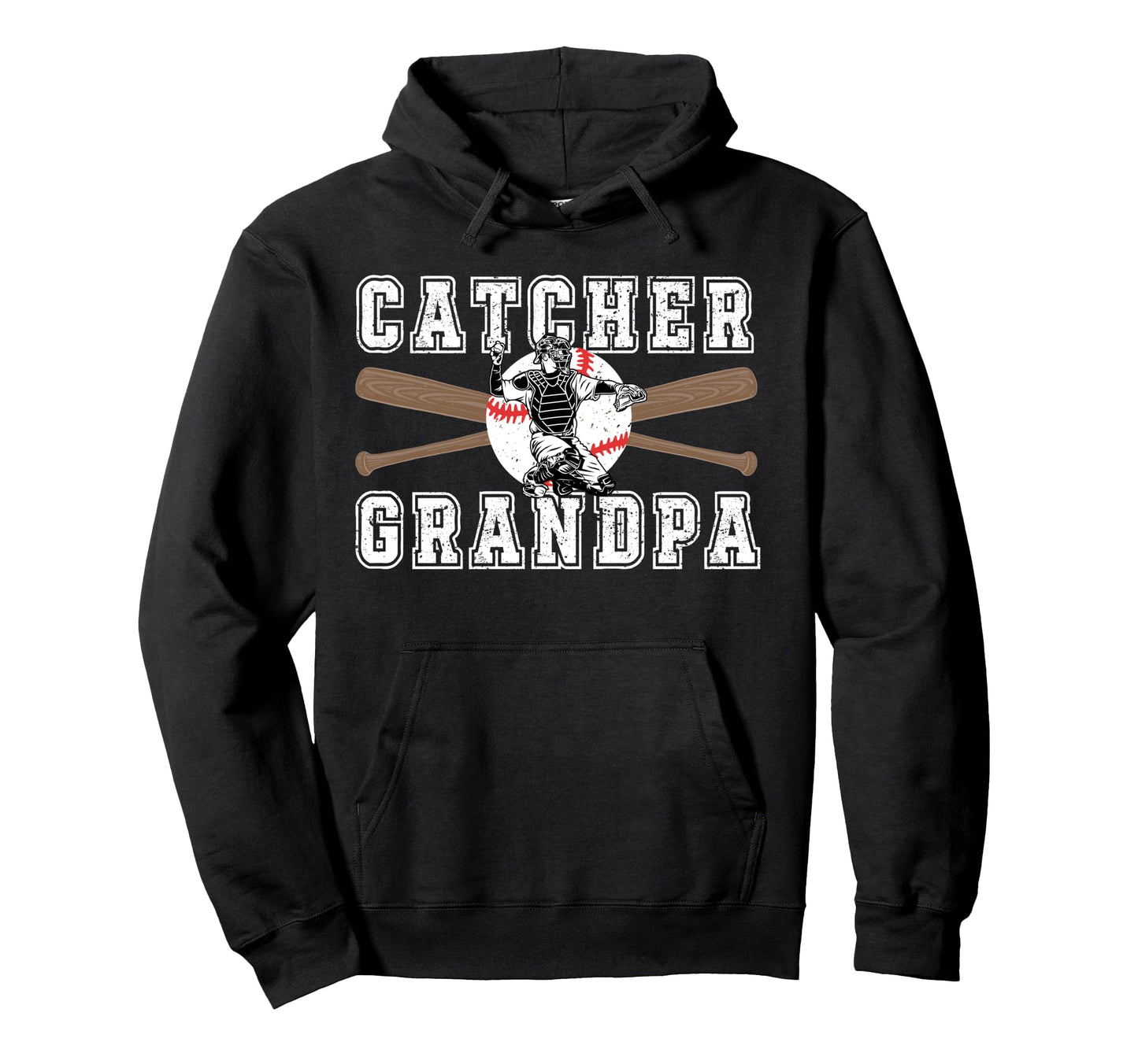 Baseball Catcher Grandpa Baseball Hoodie - Graphic Print for Adults - T-Shirt, Sweatshirt, Hoodie