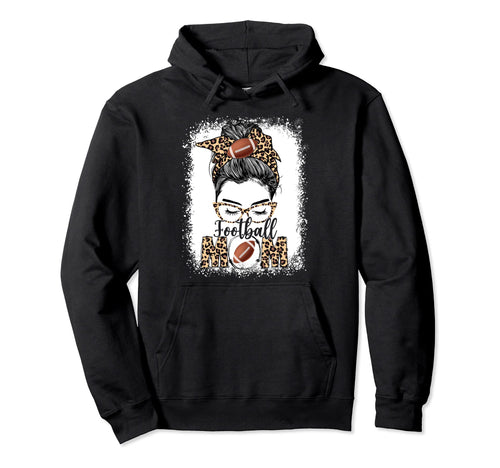 Football Mom Game Day Messy Bun Leopard Hoodie - Streetwear Style Unisex - T-Shirt, Sweatshirt, Hoodie