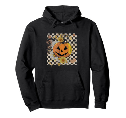 Boho Floral Fall Pumpkin Halloween Hoodie - Minimalist Print Men Women - T-Shirt, Sweatshirt, Hoodie